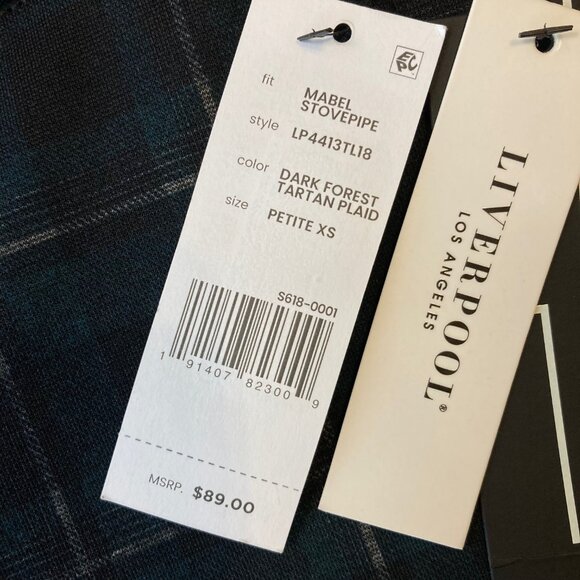 Liverpool Mabel Pull-On Crop Straight Pants Women's XS PETITE Tartan Plaid NWT - Picture 4 of 10